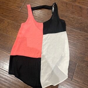 Lush Colorblock Tank Top - Black, Coral, Ivory